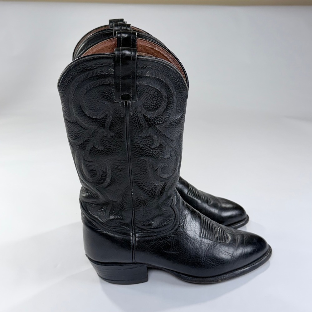 Vintage Tony Lama CZ820 Ol Buck Black Leather Western Cowboy Boots Mens 9D USA